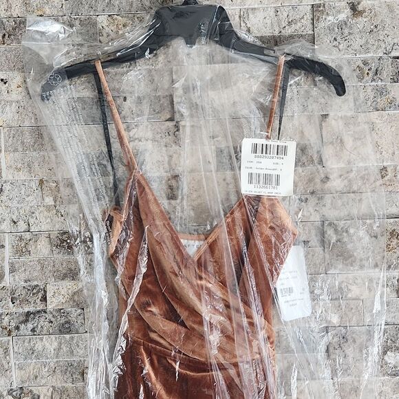 NWT After Six Velvet Wrap Maxi Dress in Golden Almond - Picture 3 of 5